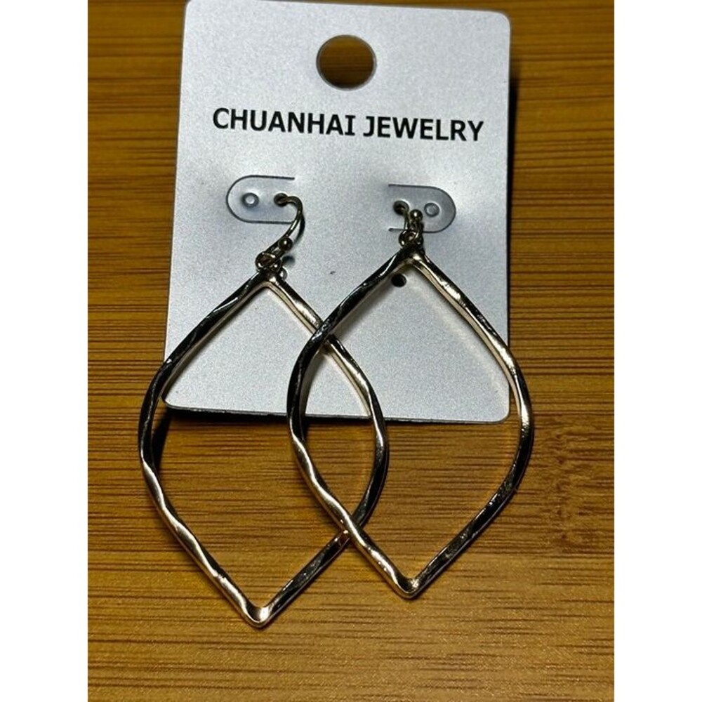 chuanhai jewelry silver tone wire teardrop hoop earrings statement nwt new gift